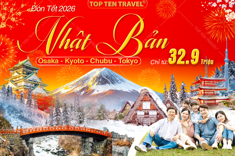 Tour Nhật Bản Tết 2026: Osaka - Kyoto - Chubu - Tokyo