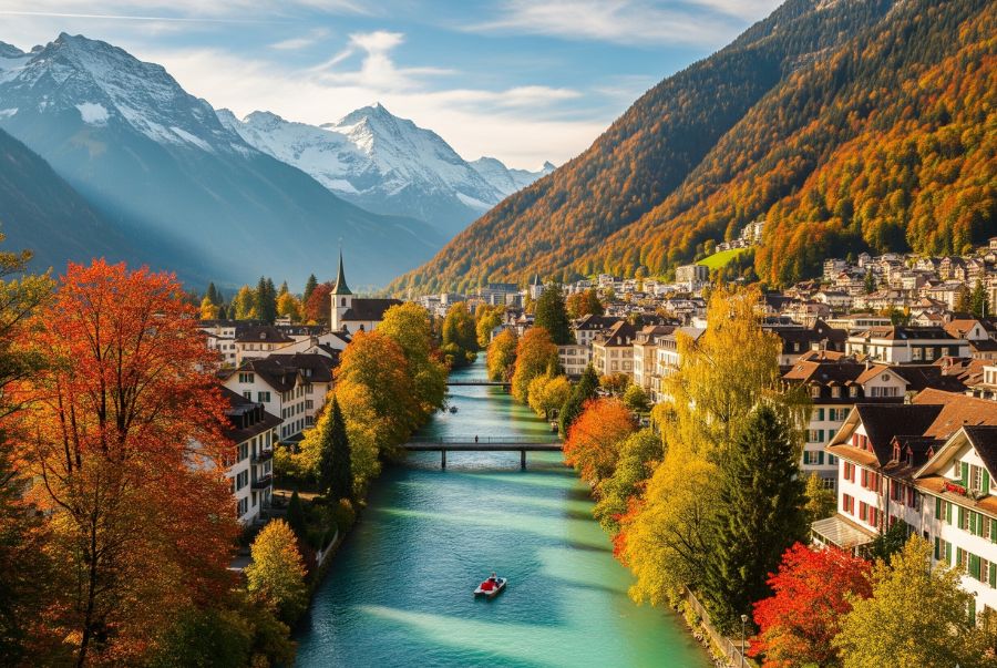 Khám phá khung cảnh mùa thu yên bình tại Interlaken Thụy Sĩ