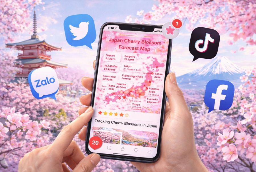 Cách theo dõi lịch hoa anh đào Nhật Bản nở chính xác nhất