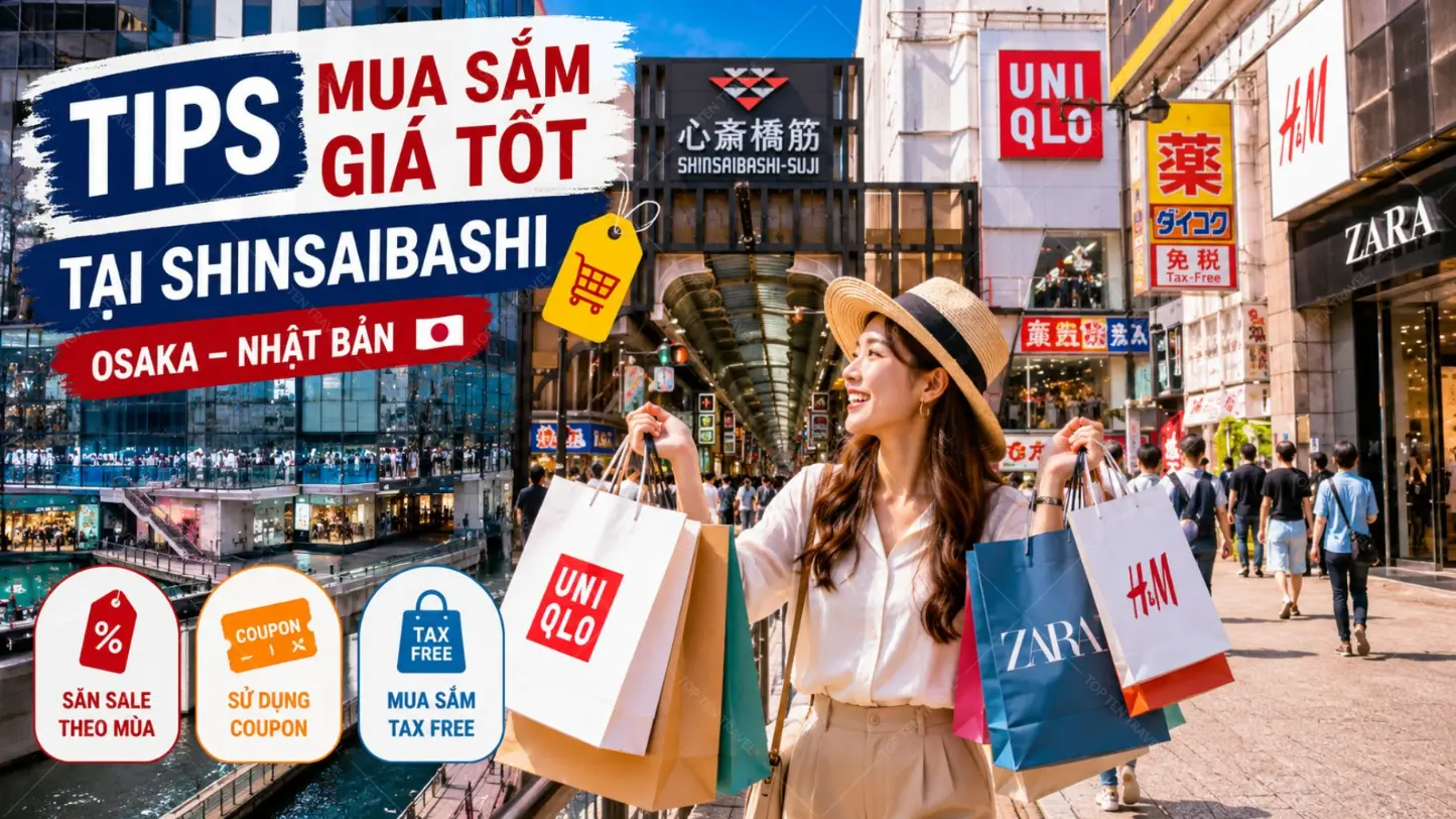 Tips mua sắm giá tốt tại Shinsaibashi Osaka