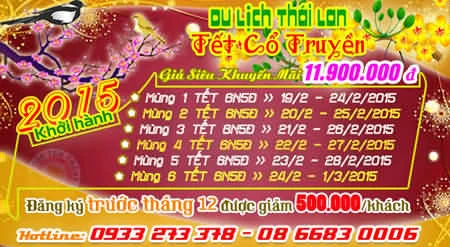 Du lịch Thái Lan Tết Nguyên đán 2015