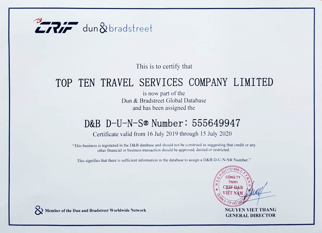 Top Ten Travel vươn tầm thế giới vào hệ thống Dữ liệu Toàn cầu của D&amp;B