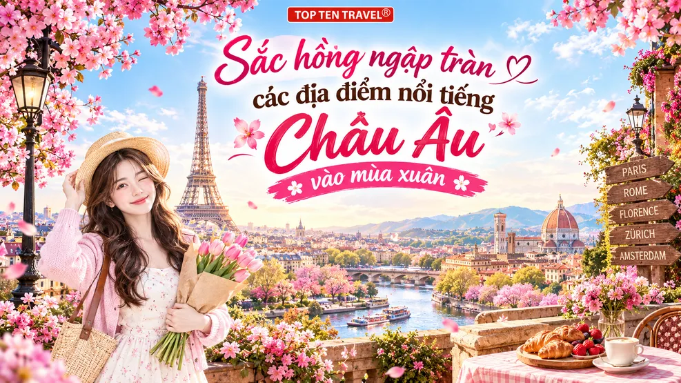 Sắc hồng ngập tràn các địa điểm nổi tiếng Châu Âu vào mùa xuân