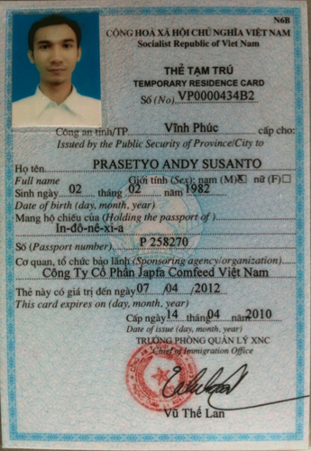 Thủ tục cần để xin cấp thẻ tạm trú cho người nước ngoài tại Việt Nam