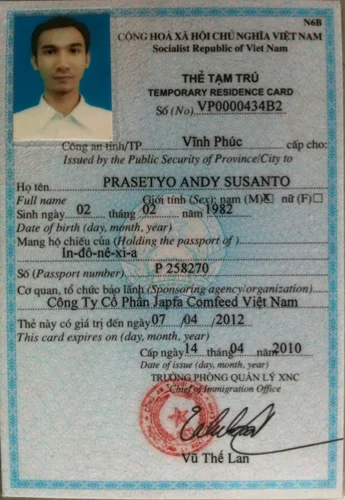 Thủ tục cần để xin cấp thẻ tạm trú cho người nước ngoài tại Việt Nam