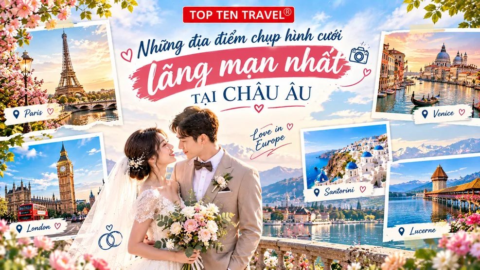 Top 9 địa điểm chụp hình cưới lãng mạn nhất tại Châu Âu