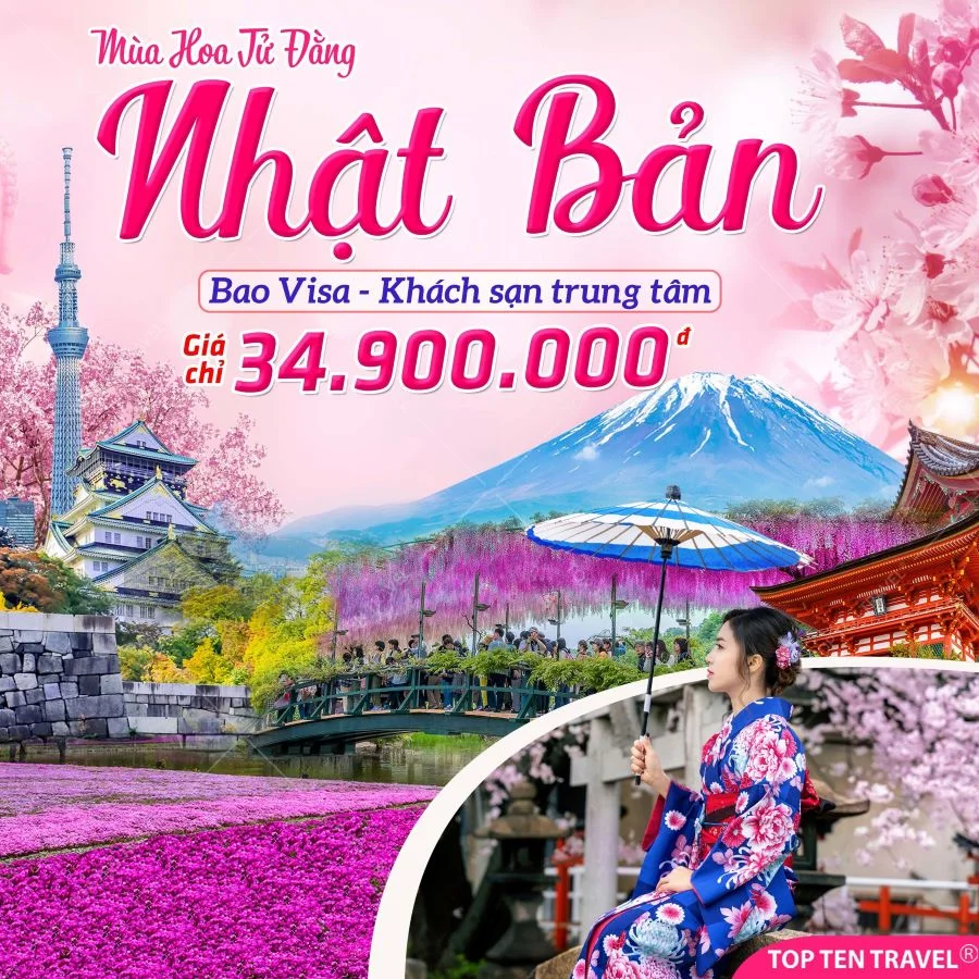Tour Nhật Bản Mùa Hoa Tủ Đằng: Narita - Tokyo - Yamanashi - Kyoto - Osaka 6N5D