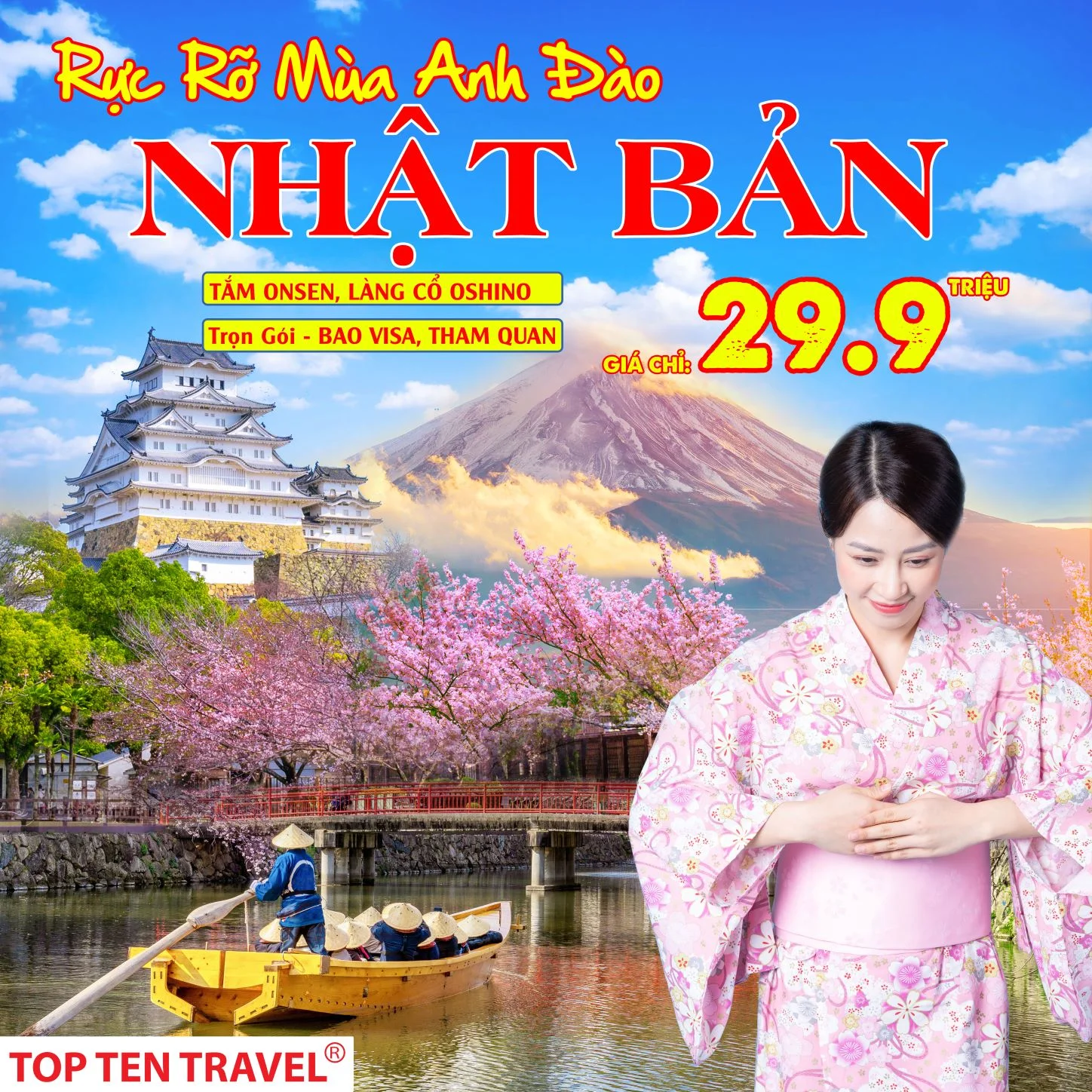 Du lịch Nhật Bản Ngắm Hoa Anh Đào: Narita - Kawaguchi - Fuji -Tokyo | 5N4D