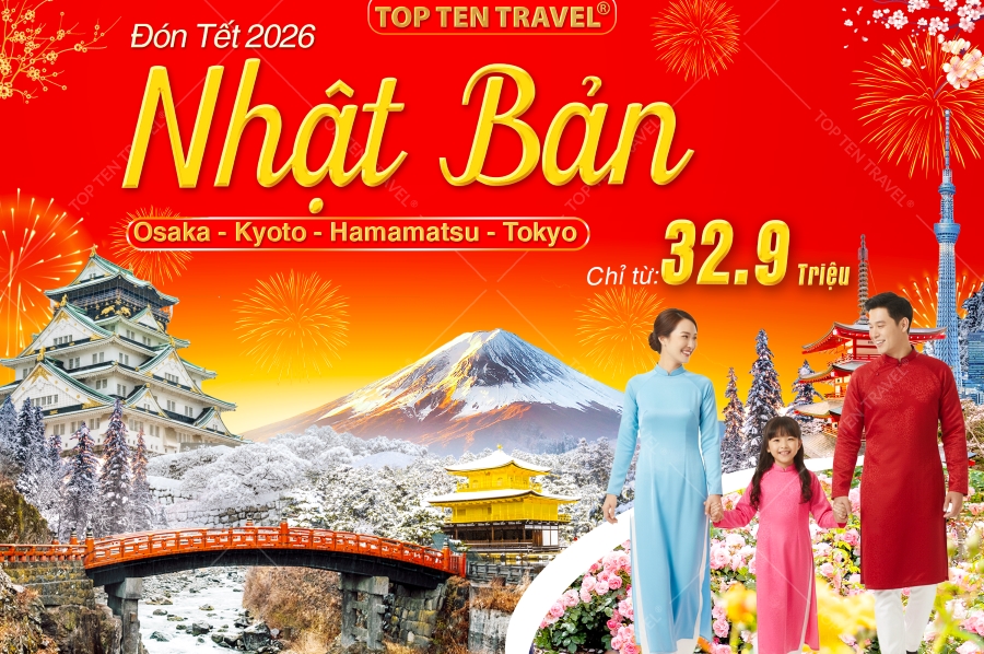Tour Nhật Bản Tết 2026: Osaka - Kyoto - Hamamatsu - Tokyo