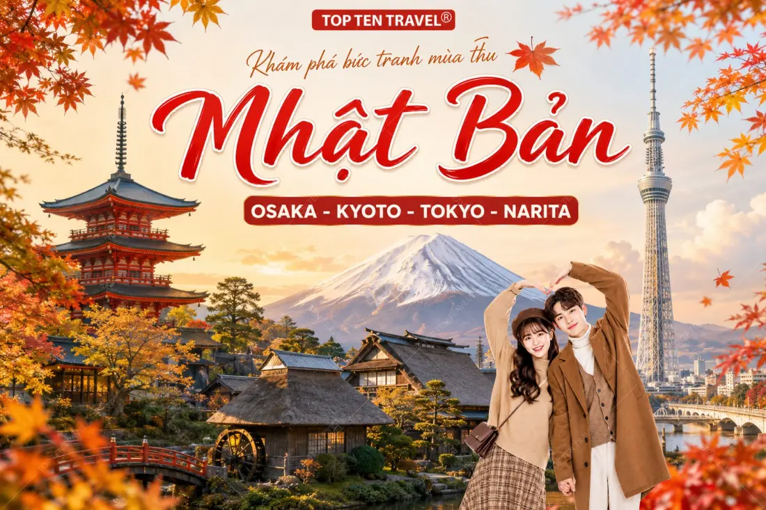 Tour Nhật Bản Mùa Thu 2026 | Osaka - Kyoto - Nagoya - Tokyo (No Shop)