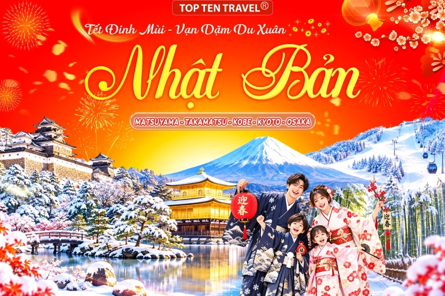 Tour Nhật bản Tết 2027: Matsuyama - Takamatsu - Kobe - Kyoto - Osaka