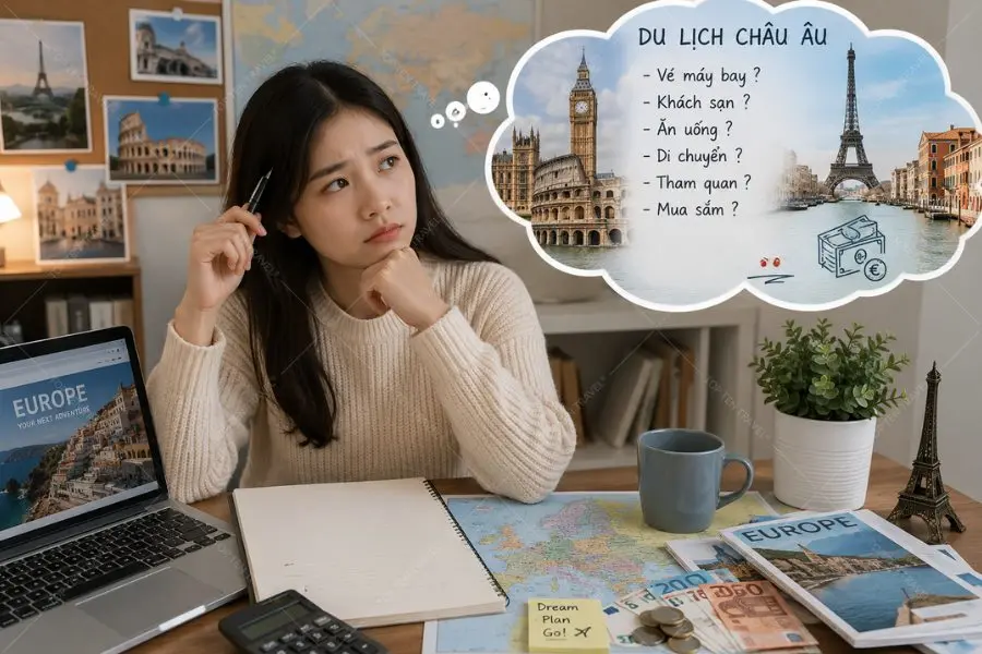 Việc tìm hiểu chi phí là môt trong những yếu tố quan trọng trước khi bắt đầu hành trình du lịch Châu Âu