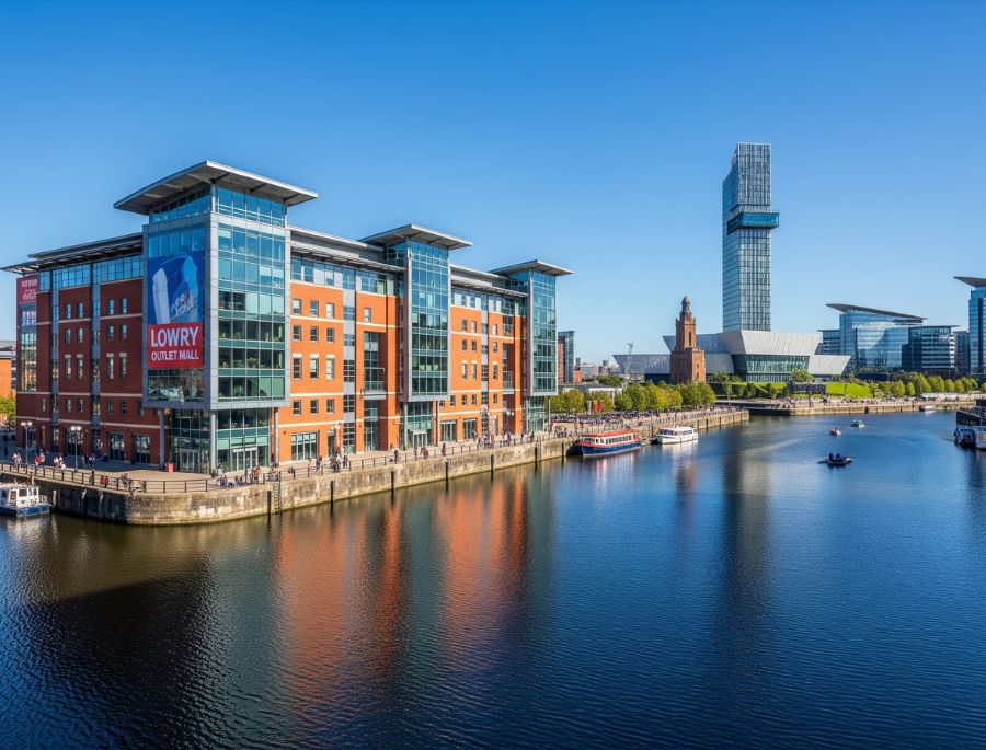 Salford Quays là khu vực tập trung nhiều quán cà phê, nhà hàng sang trọng 