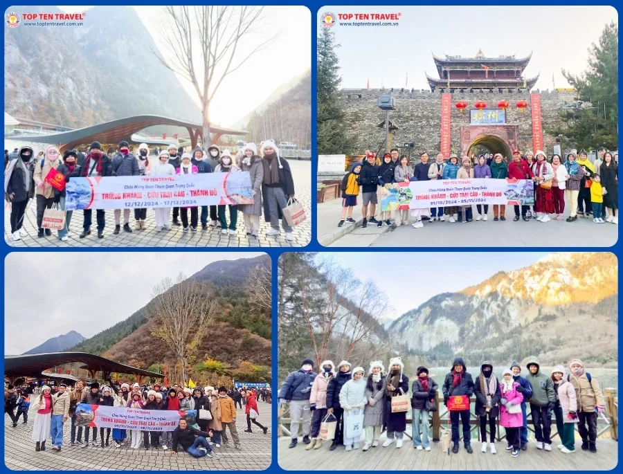 Đoàn Khách Top Ten Travel trong hành trình tour Trung Quốc khám phá thiên đường gấu trúc
