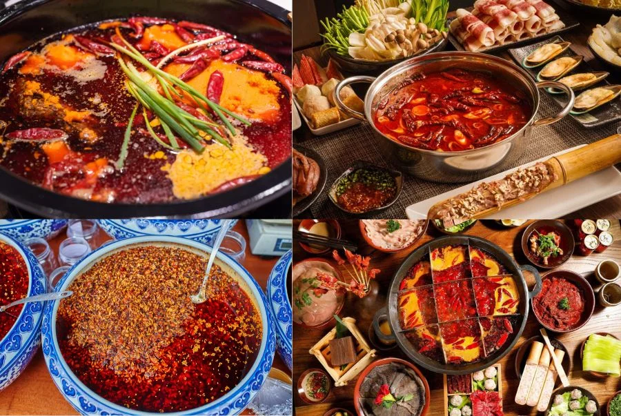 Một nồi lẩu Tứ xuyên thơm ngon với nhiều loại hương vị khác nhau