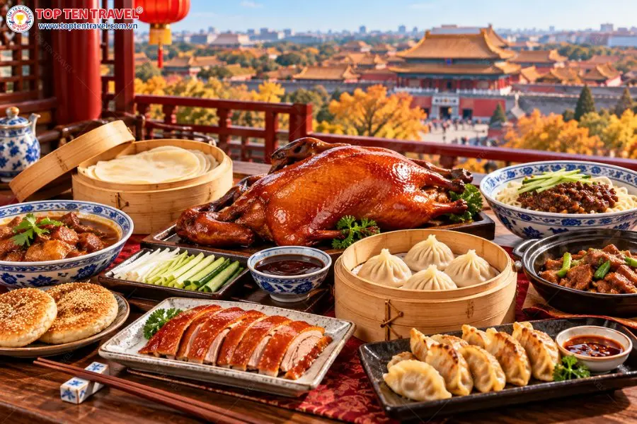 Ẩm thực Bắc Kinh hấp dẫn với vịt quay Bắc Kinh, mì, bánh, sủi cảo cùng nhiều món ăn mang đậm phong vị địa phương