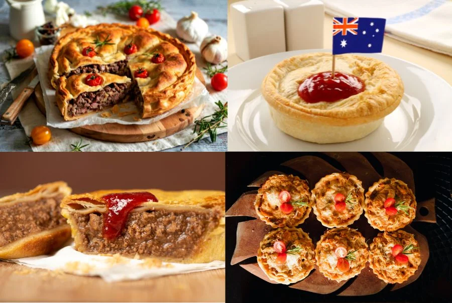 Meat Pie nổi bật với lớp vỏ vàng giòn cùng hương bơ hấp dẫn kết hợp với phần nhân thịt 