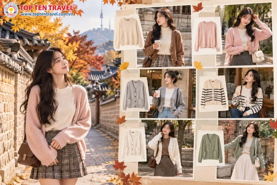 Áo len mỏng và cardigan dễ phối cùng chân váy hoặc quần dài trong những ngày thu se lạnh.