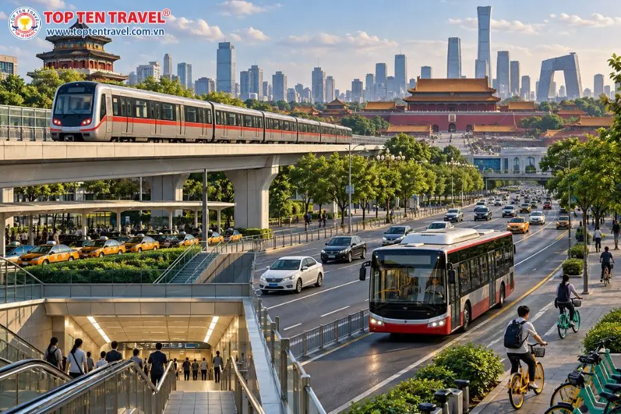 Tổng quan hệ thống giao thông tại Bắc Kinh, giúp du khách dễ dàng hình dung cách phương tiện di chuyển trong thành phố