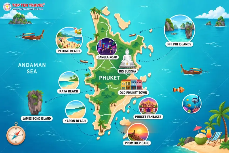 Phuket sở hữu vô số các bãi biển đẹp với các trải nghiệm hấp dẫn