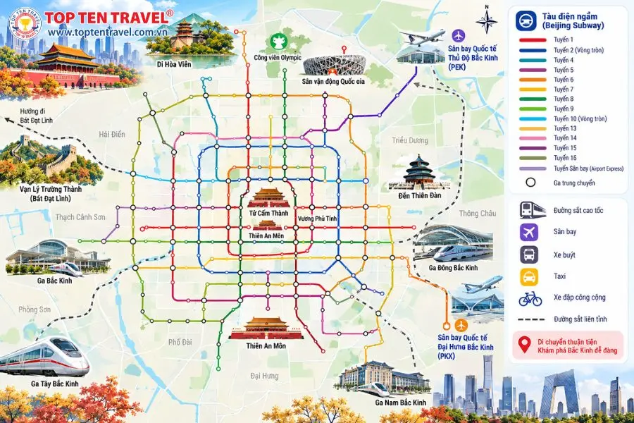 Mạng lưới hệ thống phương tiện giao thông tại Bắc Kinh