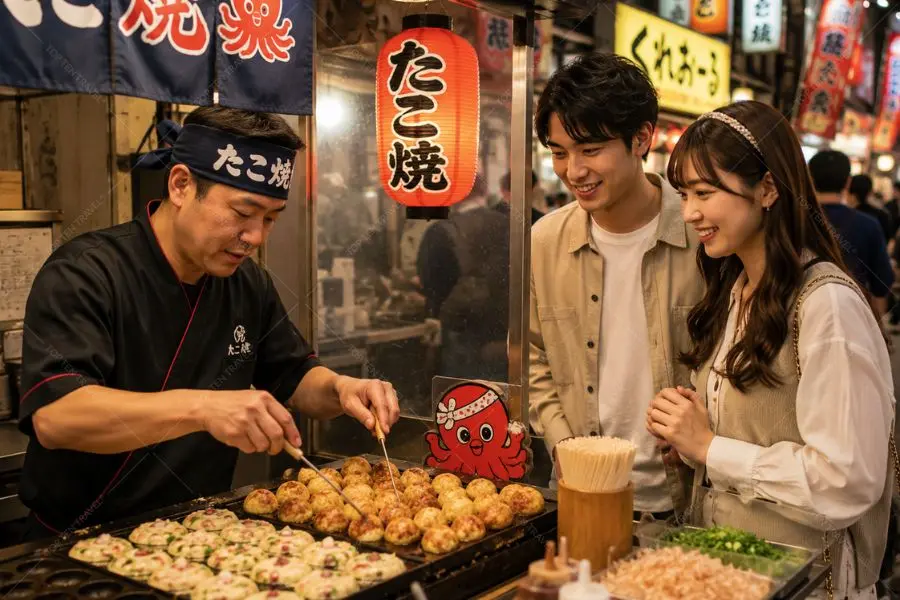 Takoyaki gây ấn tượng với lớp sốt đậm đà và cá bào thơm lừng