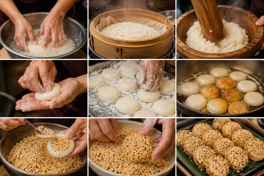 Những chiếc bánh gạo nếp mang kết cấu mềm dẻo, hương vị ngọt nhẹ rất dễ ăn