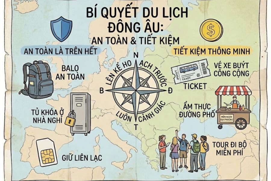 Du lịch Đông Âu là hành trình dài ngày nên du khách cần sở hữu cho mình những bí quyết du lịch an toàn và tiết kiệm