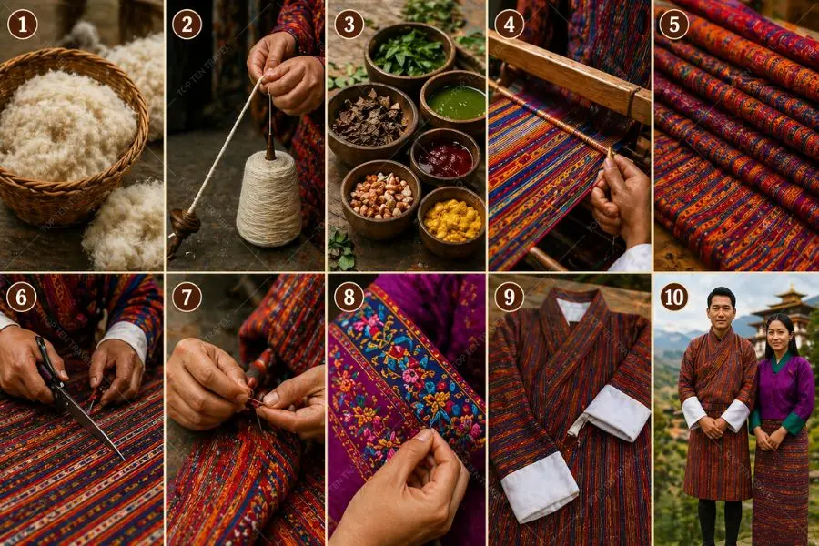 Các bước cơ bản để chế tác nên một bộ trang phục truyền thống Bhutan
