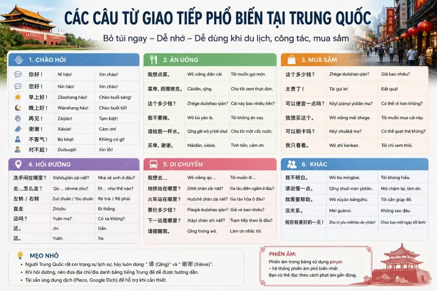Học một số câu giao tiếp tiếng Trung cơ bản sẽ giúp bạn tự tin hơn khi du lịch Bắc Kinh