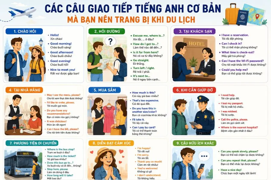 Một số câu giao tiếp cơ bản mà Bạn có thể trang bị khi du lịch Châu Âu