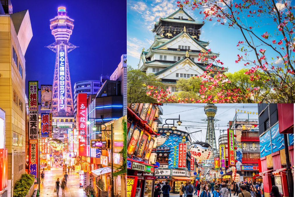 Osaka bừng sáng trong sắc màu rực rỡ của đèn lồng và ánh neon phản chiếu trên mọi nẻo đường