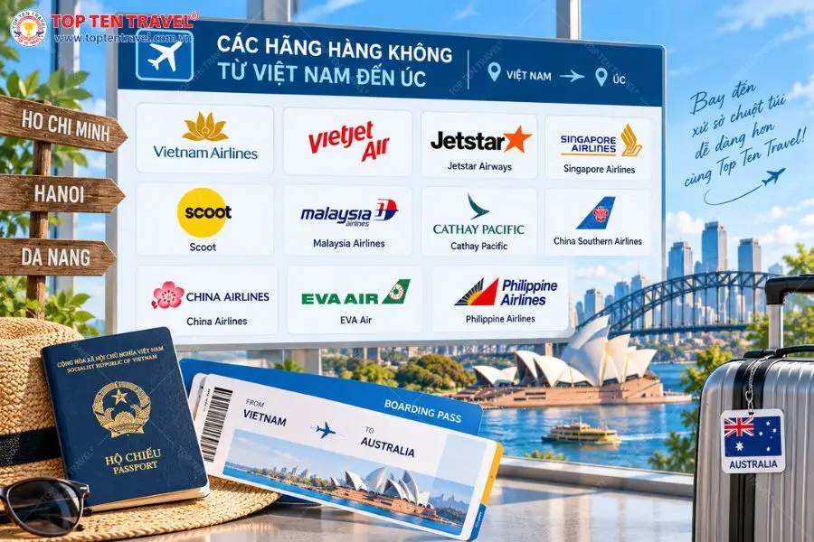 Một số hãng hàng không phục vụ hành trình từ Việt Nam đến Úc