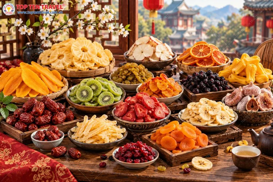 Hoa quả sấy nội địa Trung Quốc đa dạng hương vị, dễ đóng gói và thuận tiện mua về làm quà