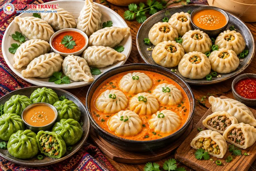 Bánh Momo Tây Tạng hấp dẫn với lớp vỏ mềm, nhiều kiểu tạo hình và phần nhân đa dạng