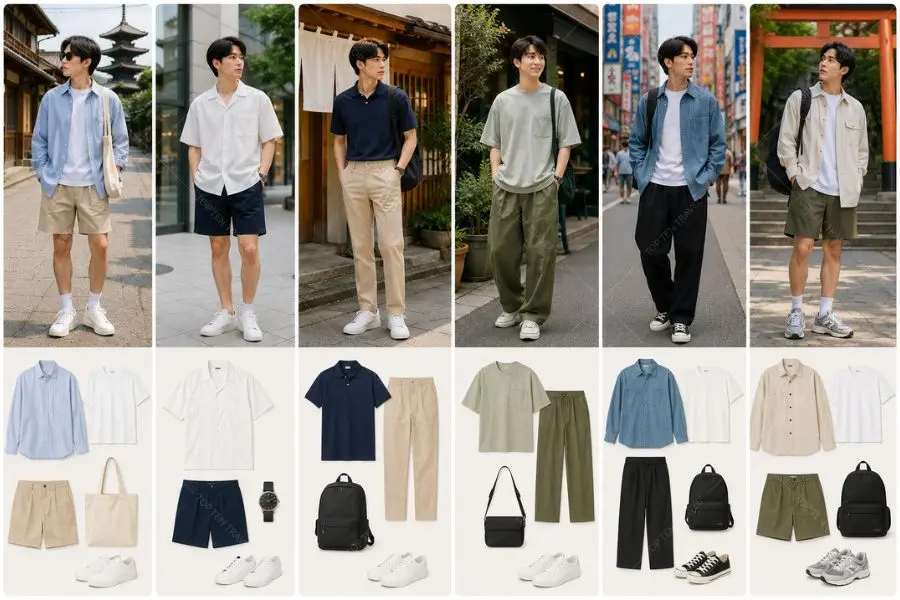 Những set đồ đơn giản nhưng cực kỳ phù hợp khi di chuyển nhiều tại Nhật Bản.