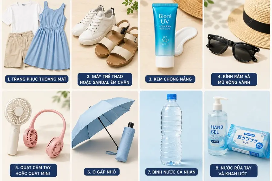 Một số các vật dụng quan trọng khi du lịch Nhật Bản mùa hè
