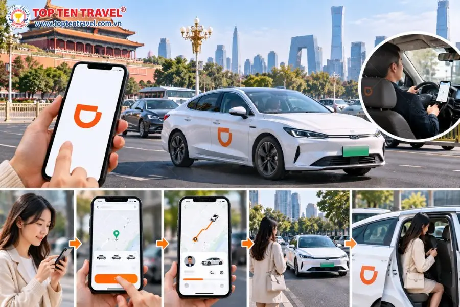 Du khách có thể đặt xe công nghệ DiDi trên ứng dụng một cách nhanh chóng và thuận tiện