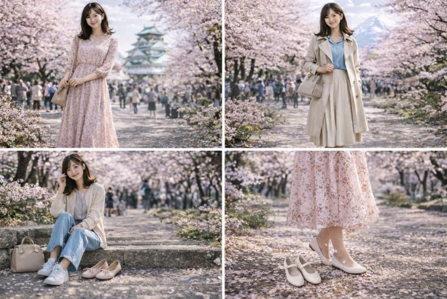 Một số các mẫu trang phục đúng chất mùa xuân khi du lịch Nhật Bản