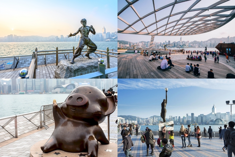 Đại lộ Ngôi sao là nơi trưng bày những bức tượng đồng nổi tiếng của các huyền thoại điện ảnh Hong Kong