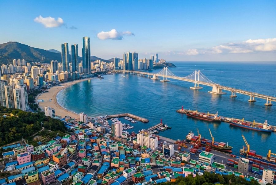 Toàn cảnh thành phố Busan xinh đẹp nhìn từ trên cao