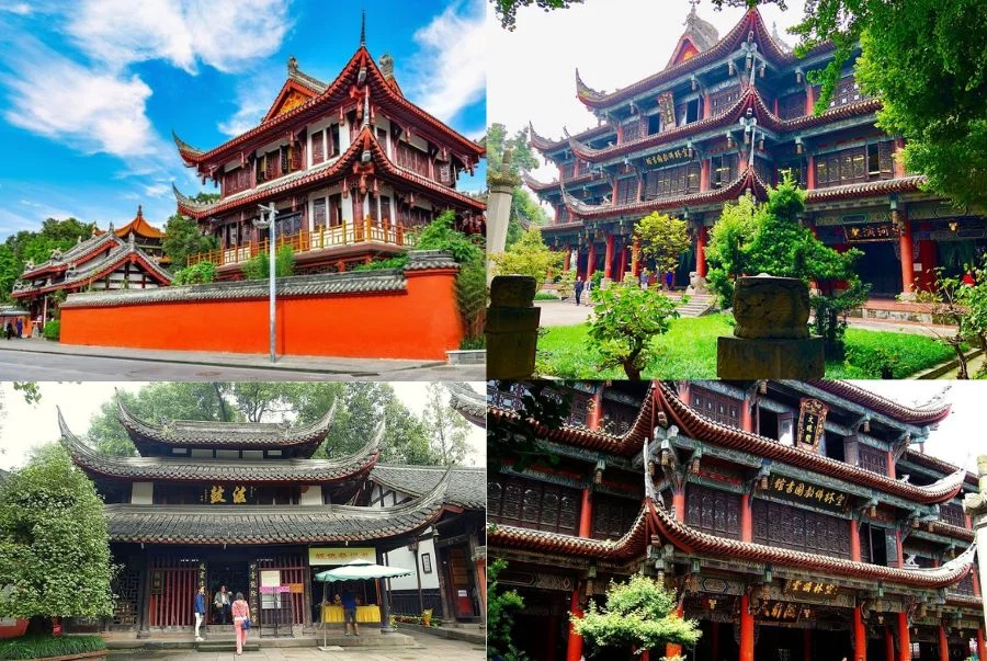 Chùa Văn Thù (Wenshu Yuan): là một trong những ngôi chùa Phật giáo nổi tiếng nhất ở miền Tây Trung Quốc
