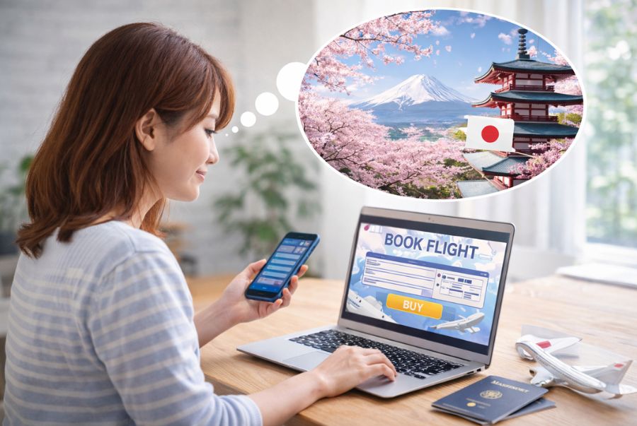 Vé máy bay là khoản chi phí lớn nhất trong chuyến du lịch Nhật Bản mùa hoa anh đào