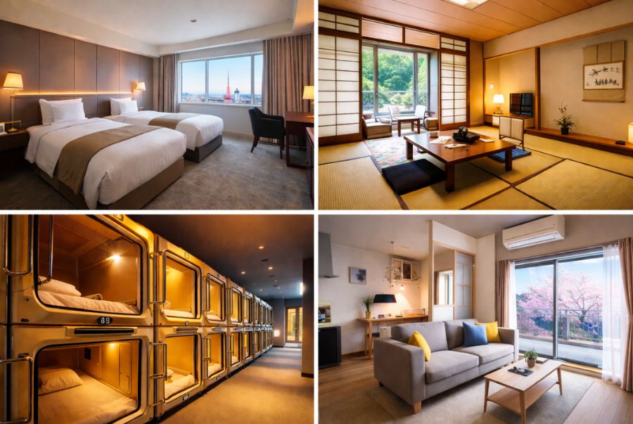 Một số các loại hình lưu trú được yêu thích nhất tại Nhật Bản
