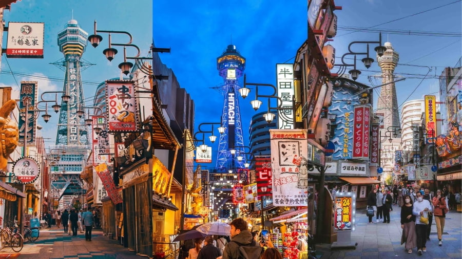 Shinsekai mang đậm phong cách cổ điển của Osaka với những biển hiệu cũ kỹ, các quán ăn bình dân và không khí hoài cổ