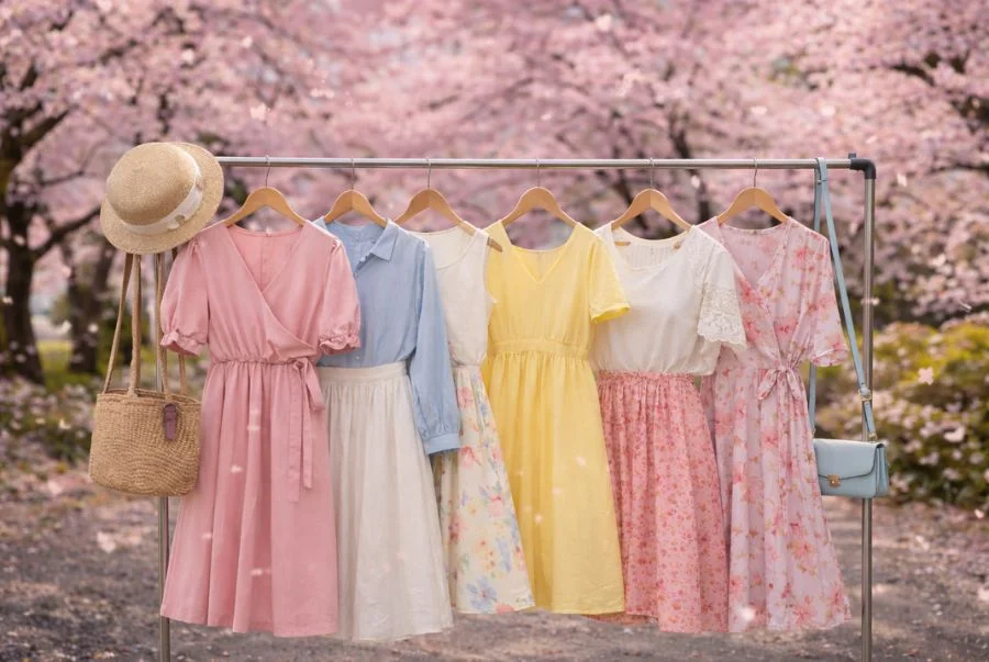 Các tông màu pastel nhẹ là sự lựa chọn hoàn hảo khi du lịch Nhật Bản mùa hoa anh đào