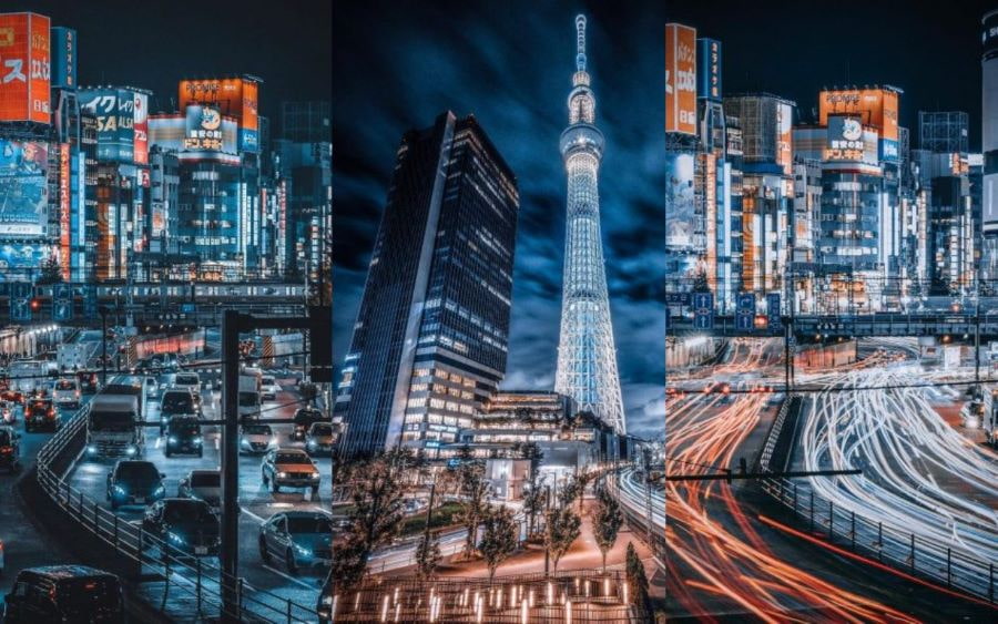 Tokyo về đêm không hề chìm vào giấc ngủ mà lại được khoác lên mình một chiếc áo mới rực rỡ và đầy mê hoặc