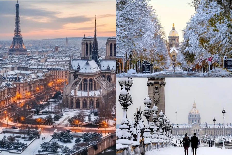 Mùa đông tại Paris bắt đầu từ khoảng tháng 12 đến tháng 2 năm sau