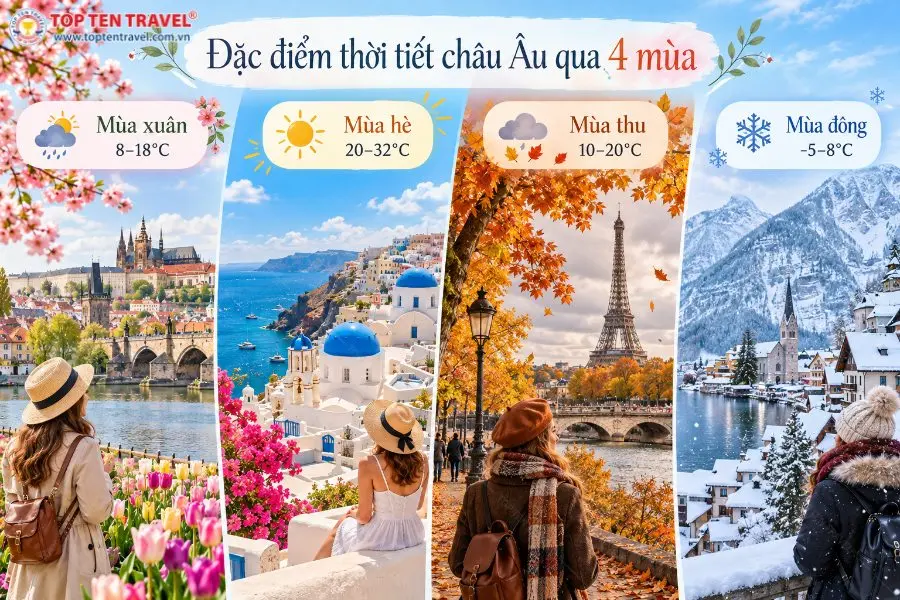 Đặc điểm thời tiết Châu Âu qua bốn mùa xuân hạ thu đông