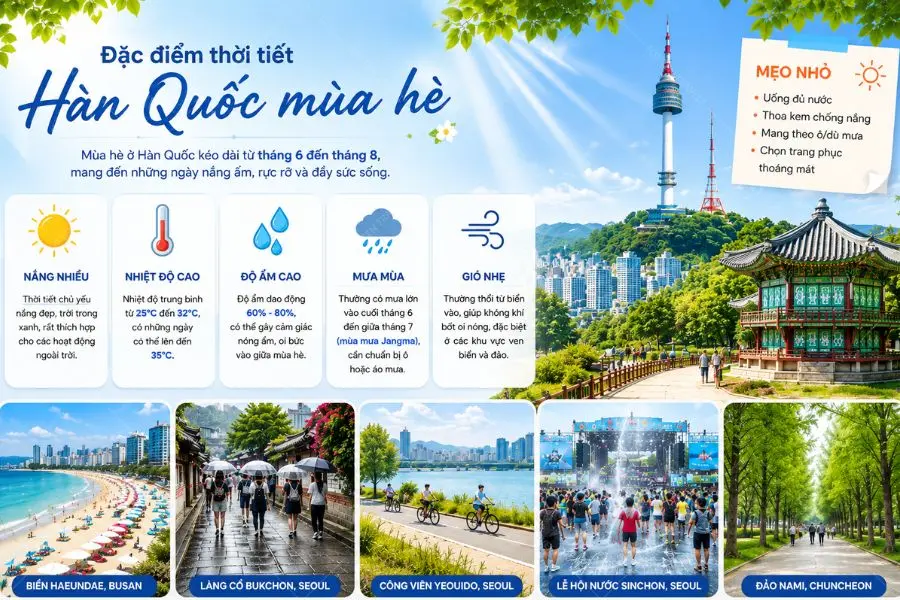 Một số thông tin về đặc điểm thời tiết của mùa hè Hàn Quốc